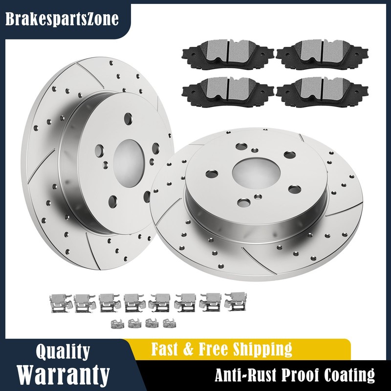 REAR Brake Rotors and Pads for Lexus ES250 UX200 UX250H Drilled Slotted Brakes