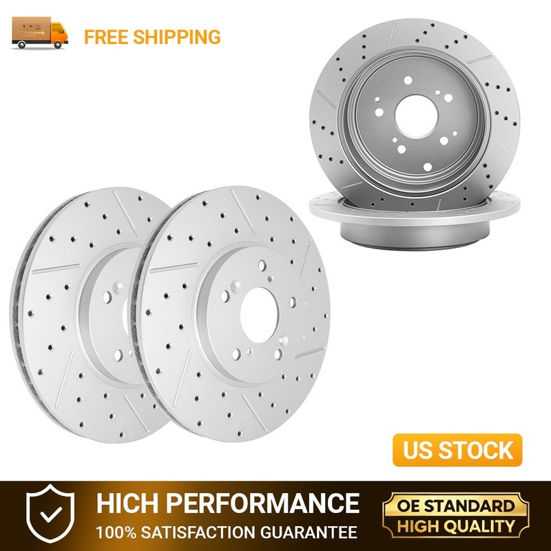 300mm Front &313mm Rear Drilled Brake Rotors for 2001-2006 Acura MDX Honda Pilot