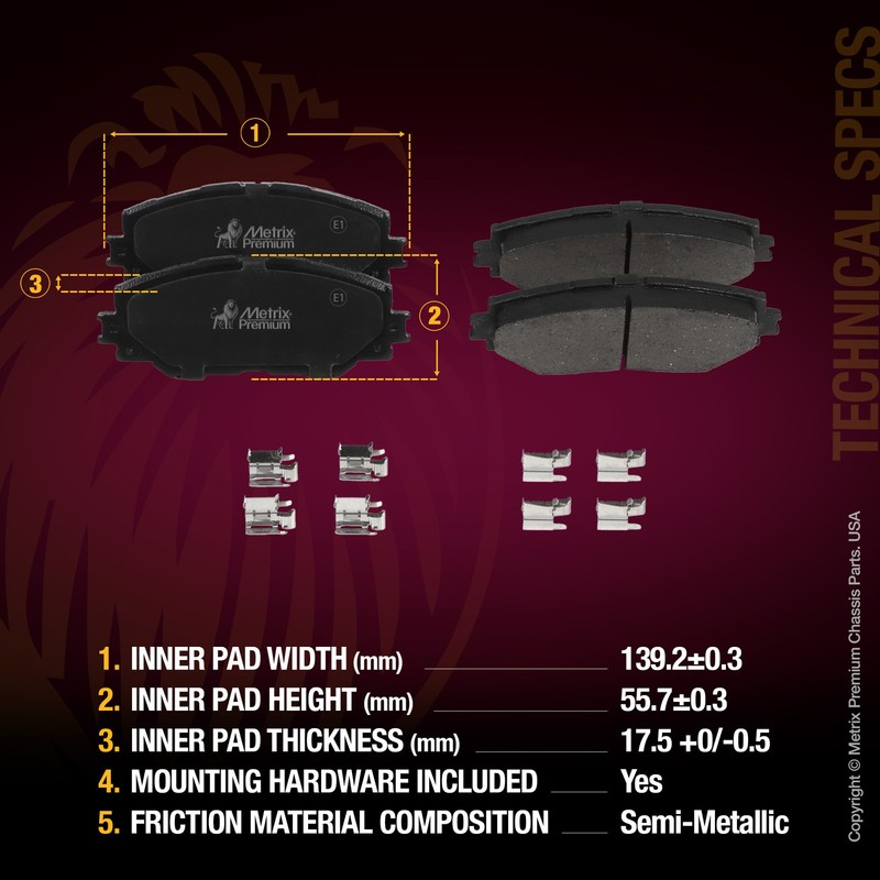 Front Semi-Metallic Disc Brake Pad Set & Vented Brake Rotors Fits Toyota Corolla gallery