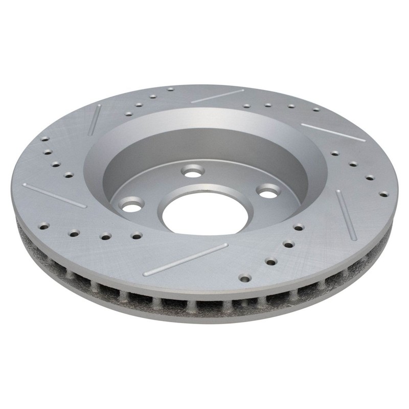 TRQ Performance Drilled Slotted Brake Rotor Posi Ceramic Pad Front Rear Kit gallery