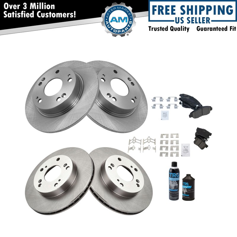 Front & Rear Ceramic Brake Pad & Disc Rotor Kit w/Chemicals for Honda Civic