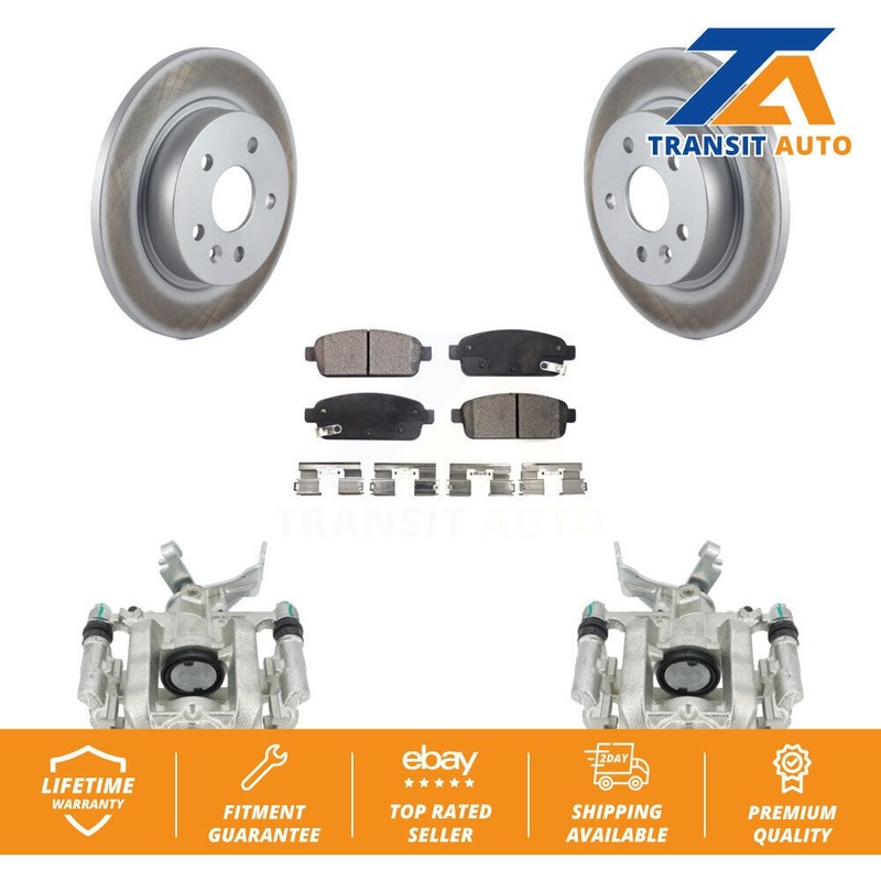 Rear Brake Caliper Coat Rotors & Ceramic Pad Kit For Chevrolet Trax Buick Encore