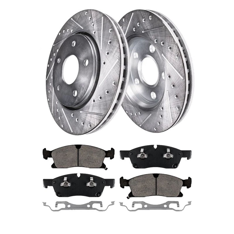 Front Rear Ceramic Drilled Slotted Rotors Ceramic Pads Kit gallery