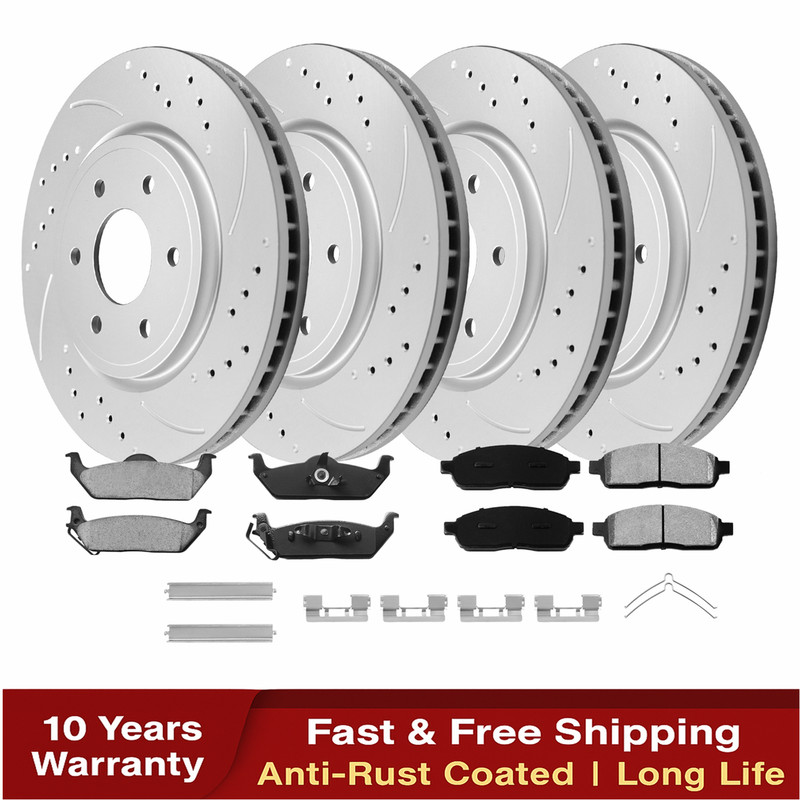 4WD Front + Rear Disc Rotors and Brakes Pads for 2004-2008 Ford F-150 Mark LT