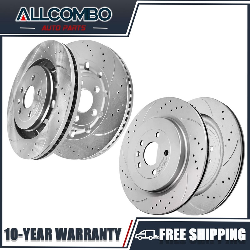 Front Rear Drilled Disc Brake Rotors Kit for 2013 – 2019 Flex Taurus Explorer