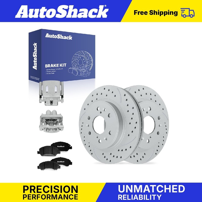 Front Drilled Slotted Brake Rotors Pad Calipers for Chevy, Silverado 1500 05-08