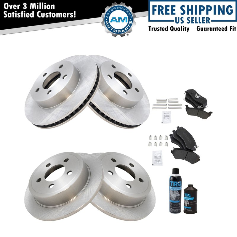 Disc Brake Pad & Rotor Kit Semi-Metallic Front & Rear w/Chemicals
