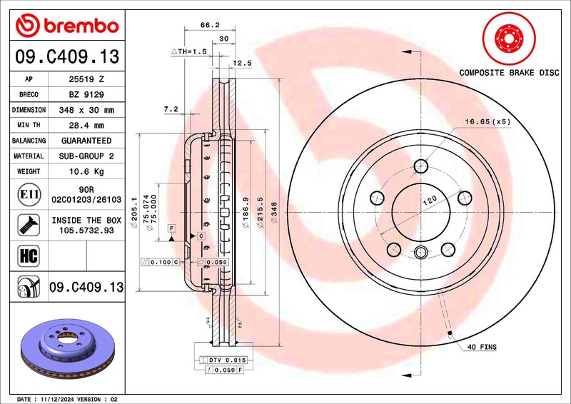 2x OEm-BREMBO FRONT Brake Disc Rotor Kit For BMW 2011-UP VERiFyYEAR 535d 535 640 gallery