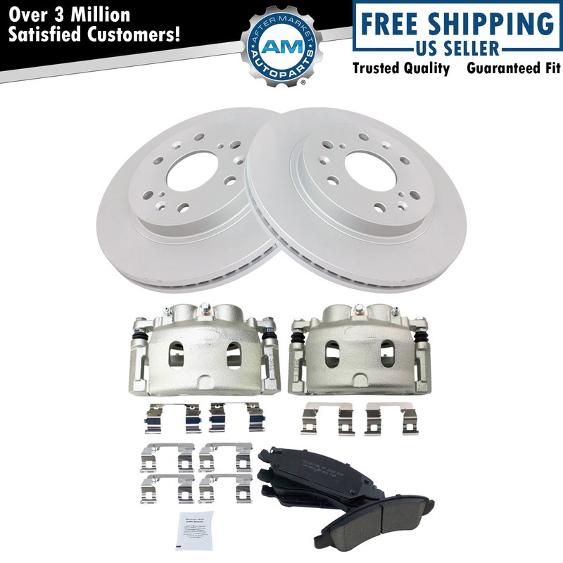 Front Ceramic Brake Pad & Coated Rotor Kit w/Caliper for Chevy SUV Truck