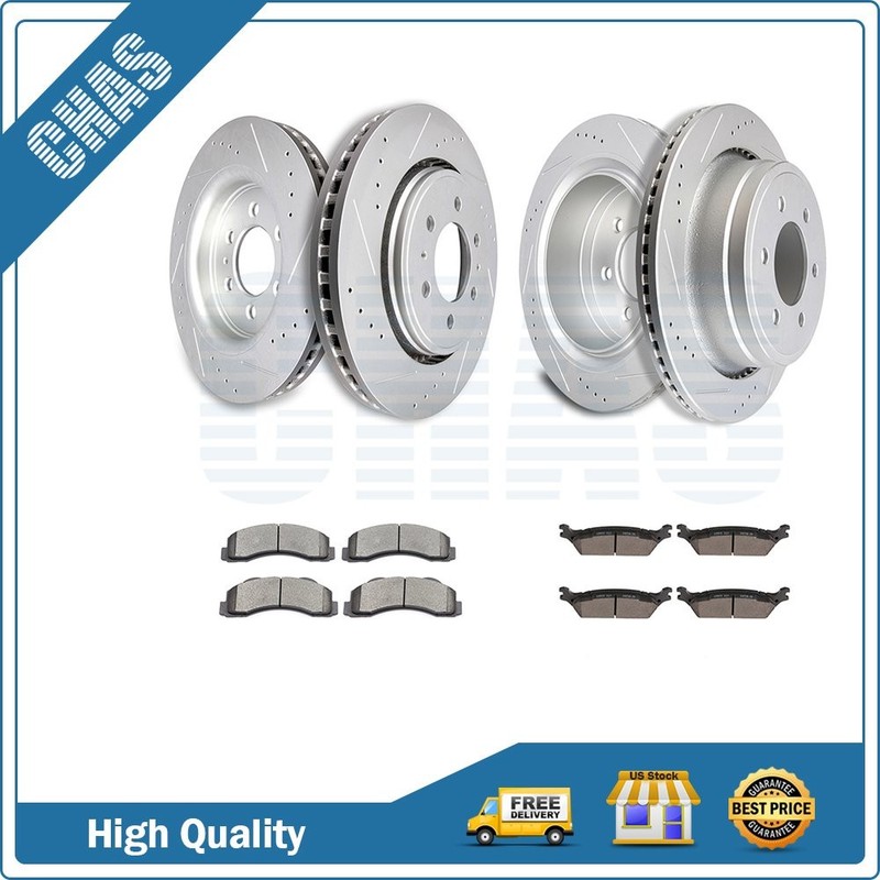 Front And Rear Brake Ceramic Pads And Rotors Kit For 2012 2013-2017 Ford F-150