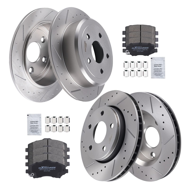 Front Rear Brake Rotors Ceramic Pads Kit for Jeep Wrangler 2007-2017 S53040
