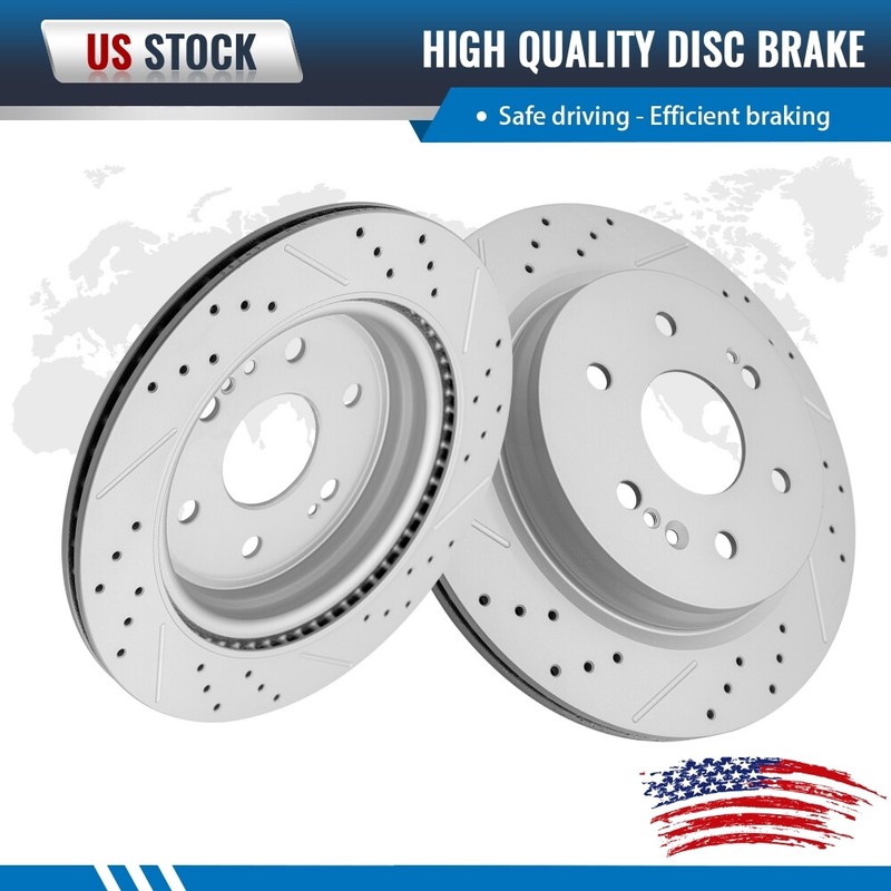 Rear Drill Slot Brake Rotor Pair For GMC Chevrolet Silverado 1500 Sierra Limited