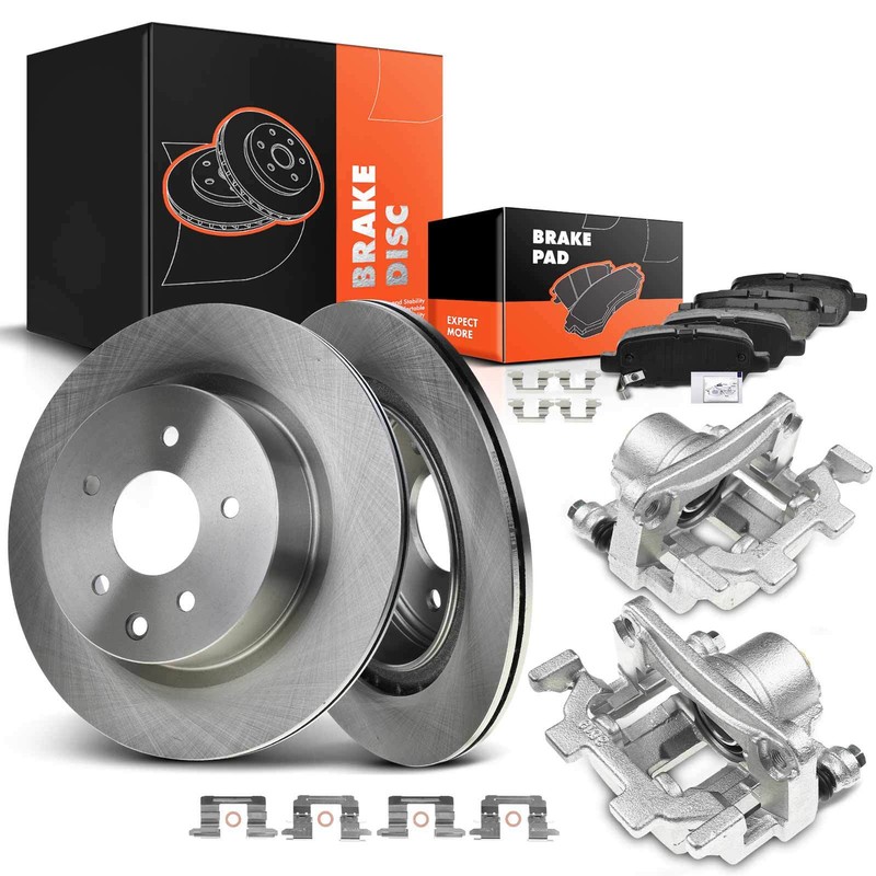 Rear Disc Brake Rotor & Pads + Brake Caliper for Infiniti EX35 08-12 QX50 14-17