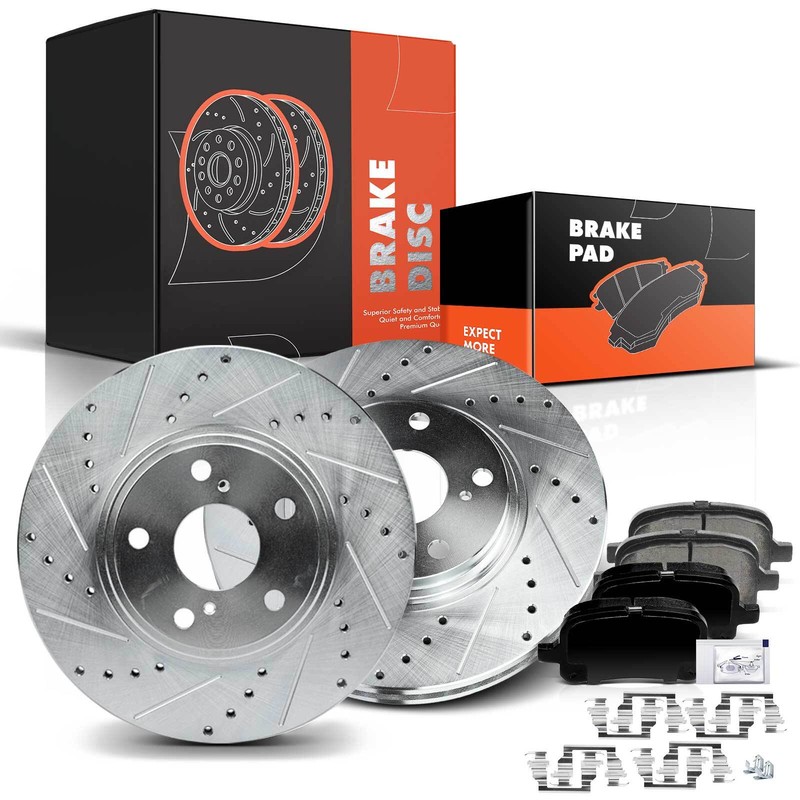 Front Drilled Brake Rotor & Ceramic Brake Pad for Lexus RX300 1999-2001 V6 3.0L