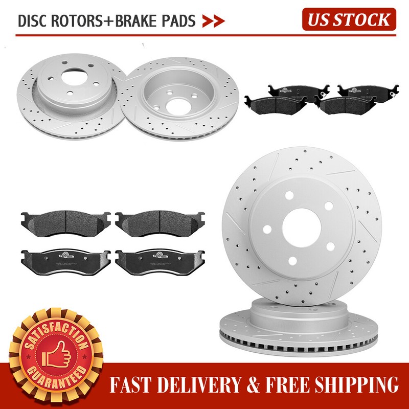 Front & Rear Brake Rotors + Brake Pads For Dodge RAM 1500 2004 – 2006 Durango