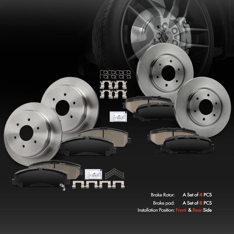 Front & Rear Side Disc Brake Rotor & Brake Pads for Nissan TITAN 2017 2018-2023 gallery