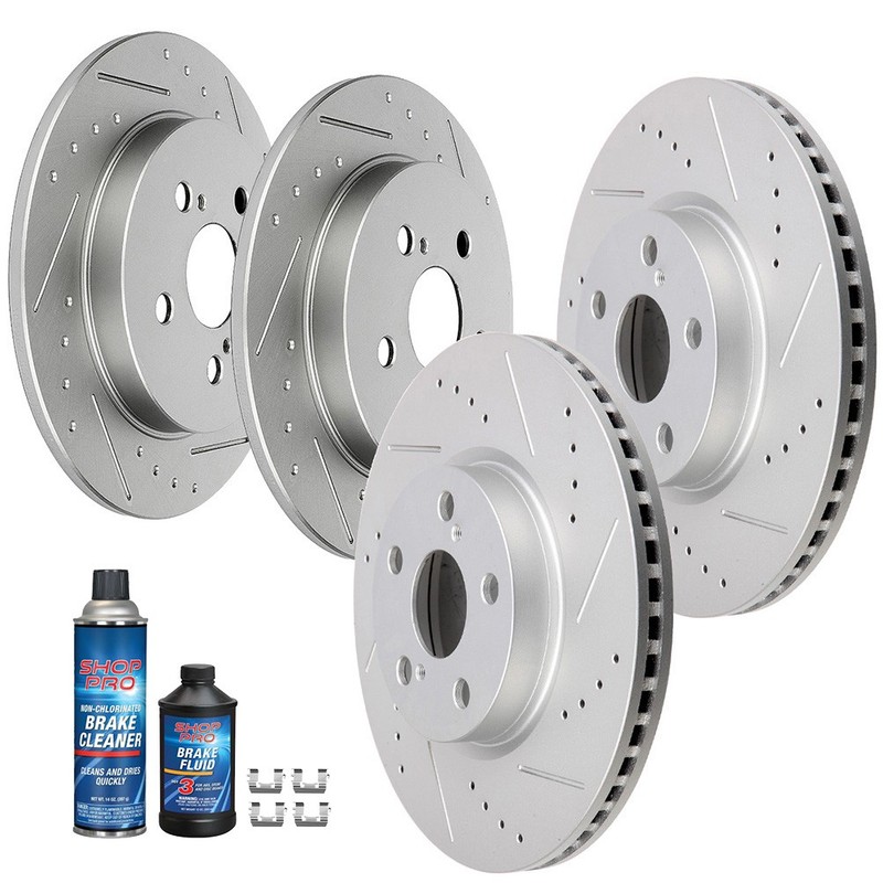 Front And Rear Brake Rotors Drilled Slotted For Toyota for Corolla 2009-2019