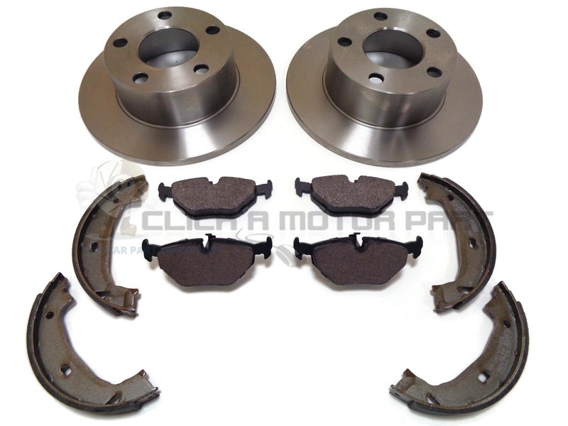 BMW Z4 E85 ROADSTER 2.0 2.2 2.5 REAR SOLID BRAKE DISCS AND PADS HANDBRAKE SHOES