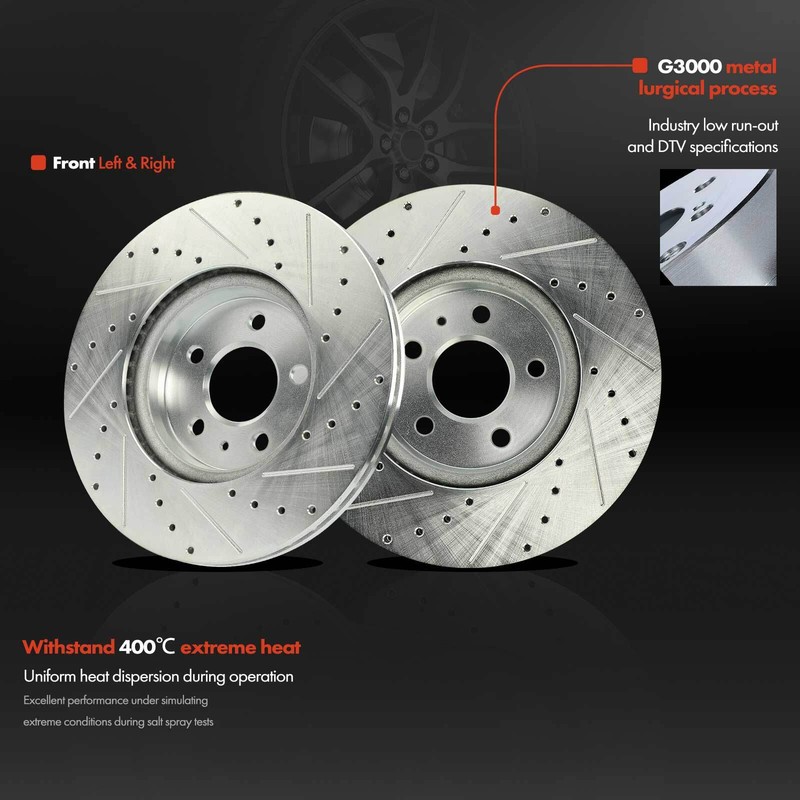 Drilled Brake Rotor for Audi A4 17-20 A4 Quattro 17-23 A5 Sportback 2.0L Front gallery