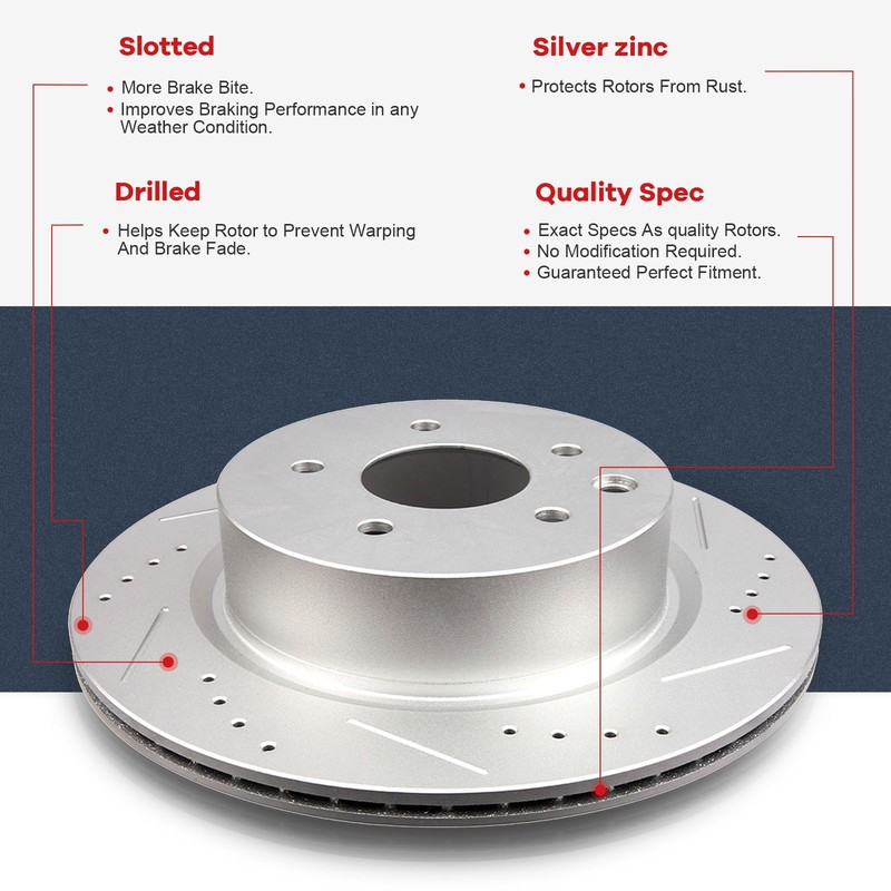 Drilled Front Rear Brake Rotors For Infiniti M37 M56 / Infiniti Q70 QX70 Nissan gallery