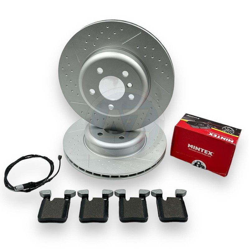FOR BMW 335i 340i 335d REAR DIMPLED GROOVED BRAKE DISCS MINTEX BRAKE PADS 345mm