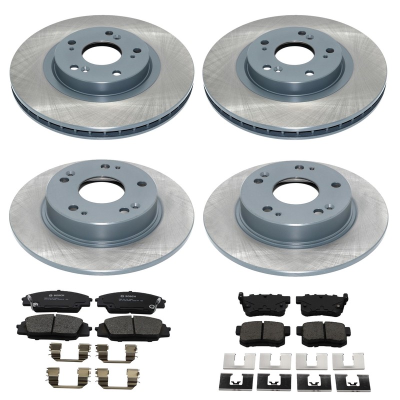DuraGo Front Rear Rotor Bosch QuietCast Ceramic Brake Pad Kit for Civic 2L K20Z3