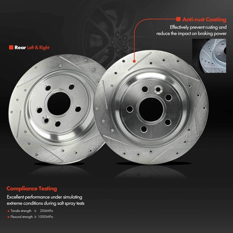6x Drilled Brake Rotor & Ceramic Brake Pad for Volvo S60 2011-2018 S80 V70 Rear gallery