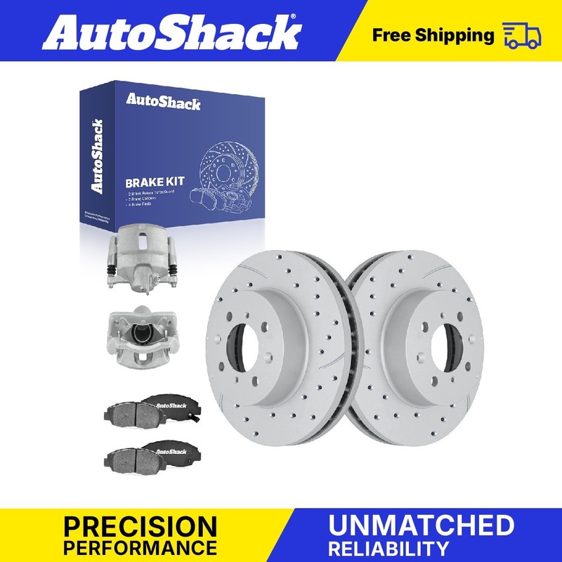 Front Drilled Slotted Brake Rotors Ceramic Pads Calipers for Honda, Civic 96-05