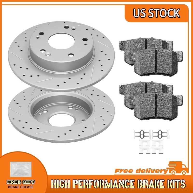 Rear Drilled Brake Rotors Ceramic Pads For Acura CSX/ILX Honda Civic 2006-2015