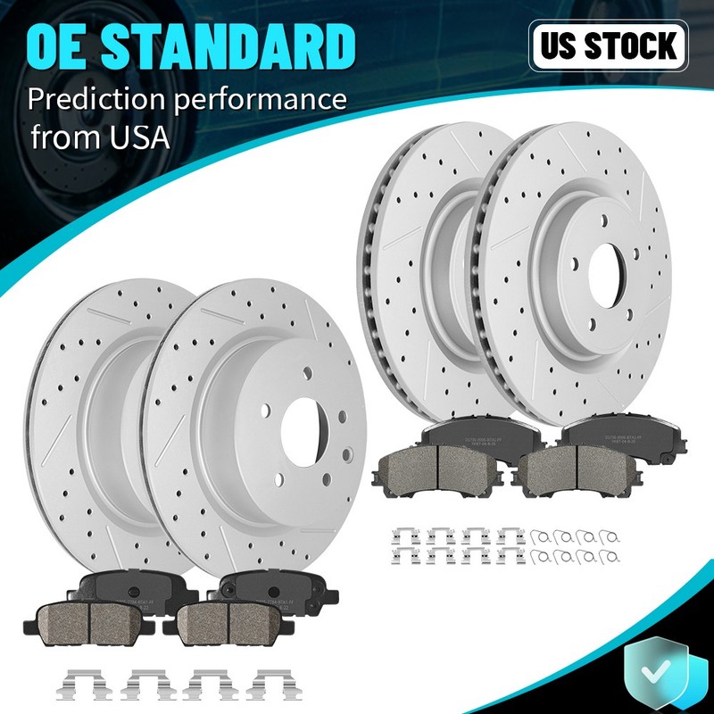 Front Rear Disc Rotors + Ceramic Brake Pads Set For Infiniti QX50 Nissan Z Sport