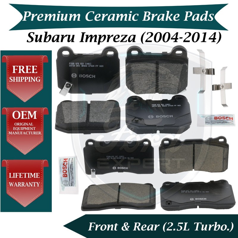 Bosch OEM Front & Rear Ceramic Brake Pads Kit For 2004-2014 Subaru Impreza
