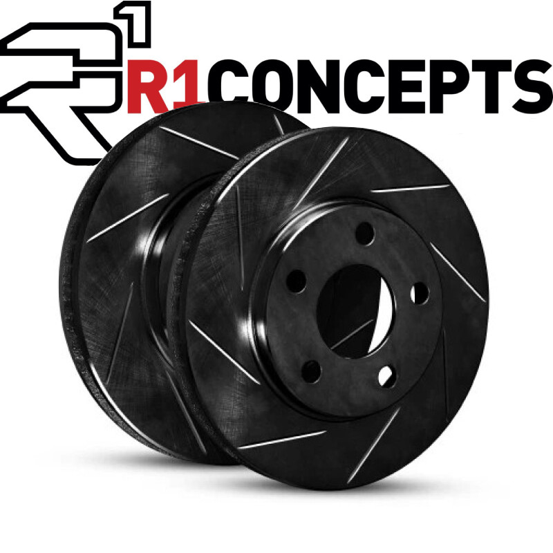 R1 613-80040R Rear Right Slotted Black Brake Rotor for 2004-2013 Mazda 3