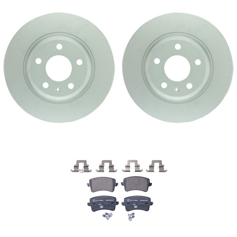 Bosch QuietCast Rear Rotor Hella Low-Met Disc Brake Pad Kit For A4 A5 Quattro Q5
