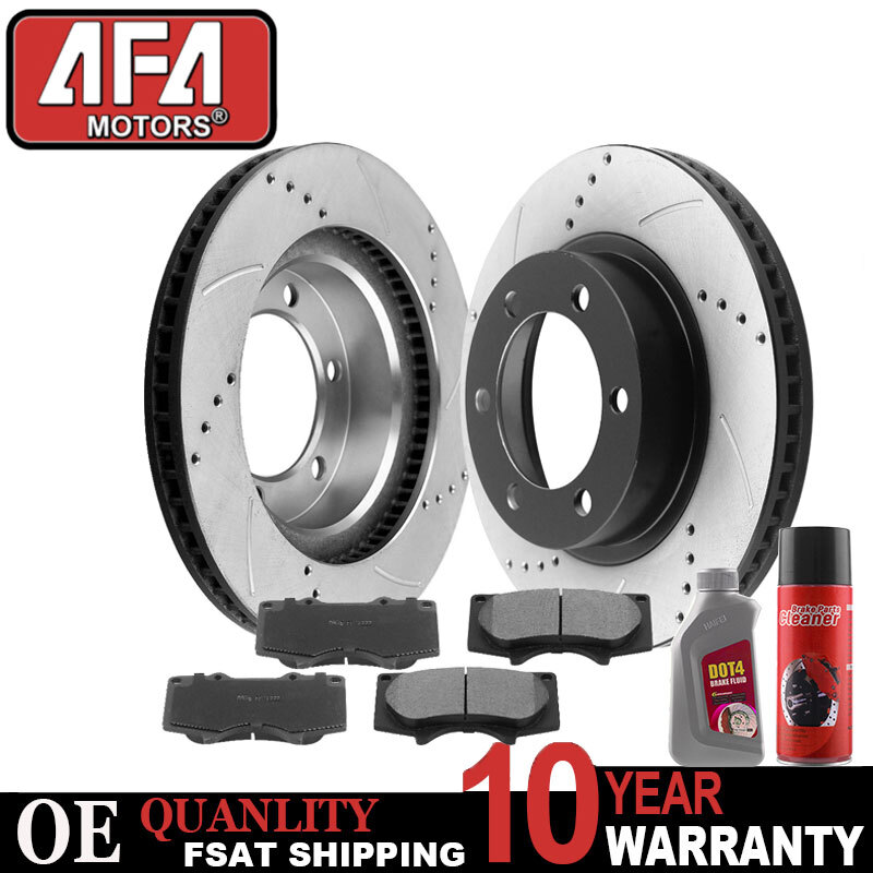 For 2007-2014 Toyota Tacoma FJ Cruiser Front Drilled Brake Rotors Brake Pads Kit