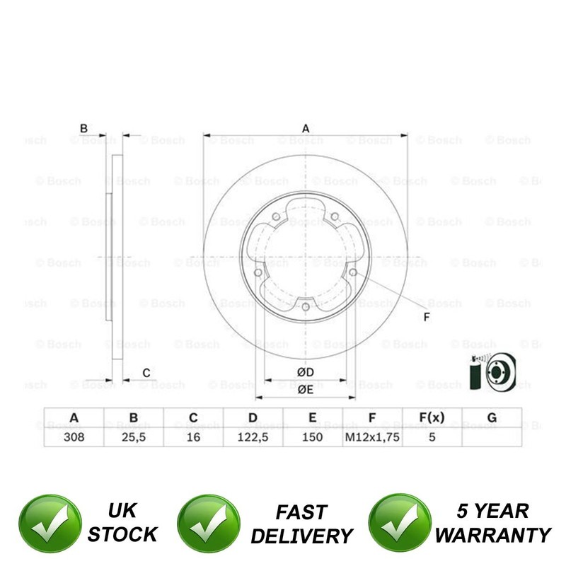 Brake Discs Rear SJR Fits Ford Transit 2014-2024 1815599 BK312A315AB