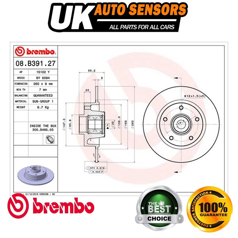 Fits Renault Scenic 2008-2016 Megane 2008-2016 Brembo Rear Brake Disc gallery