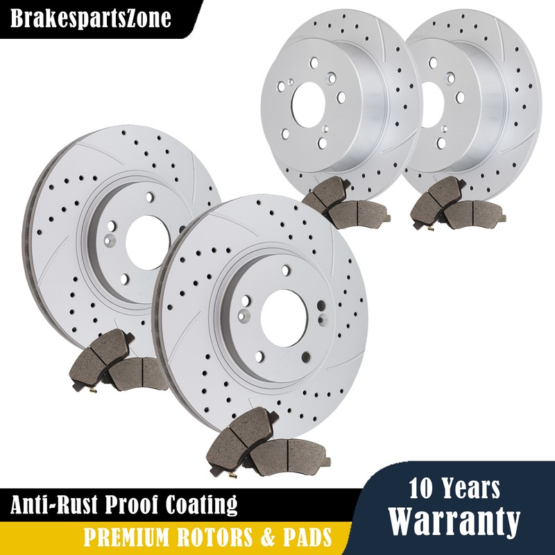 Front Rear Brake Rotors Pads fit for Kia Optima Hyundai Sonata 2011-15 Drilled