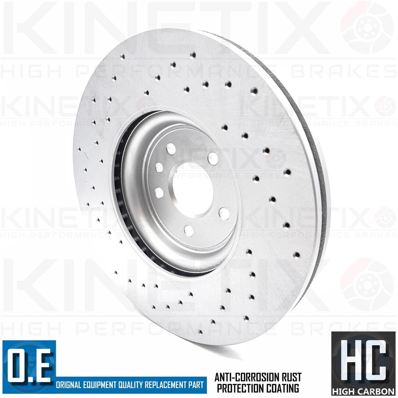 FOR JAGUAR F-PACE F PACE 2.0 P400e X761 CROSS DRILLED FRONT BRAKE DISCS 350mm gallery