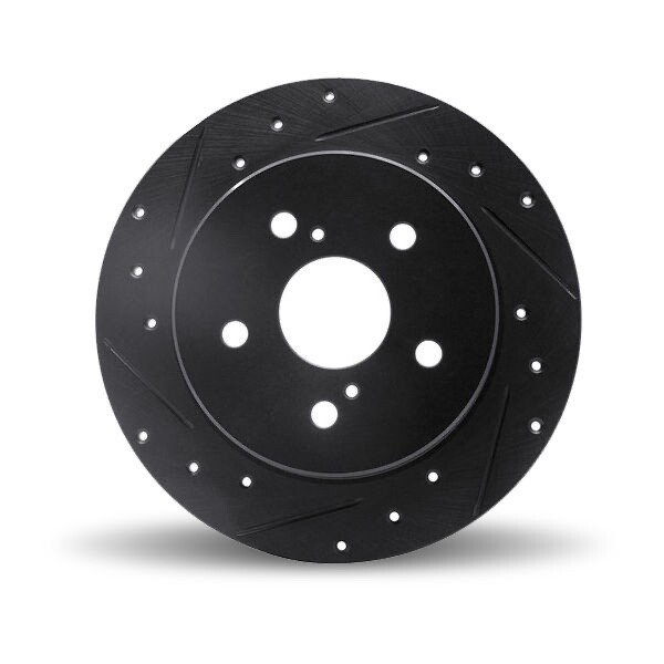 Drilled and Slotted Black Zinc Brake Rotor Pair 633-21041R | 633-21041L - NEW
