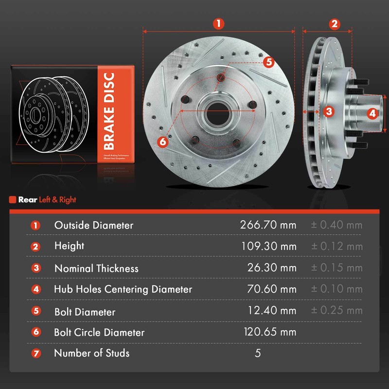 Front Side Drilled & Slotted Brake Rotors for Chevrolet Malibu S10 GMC S15 Jimmy gallery