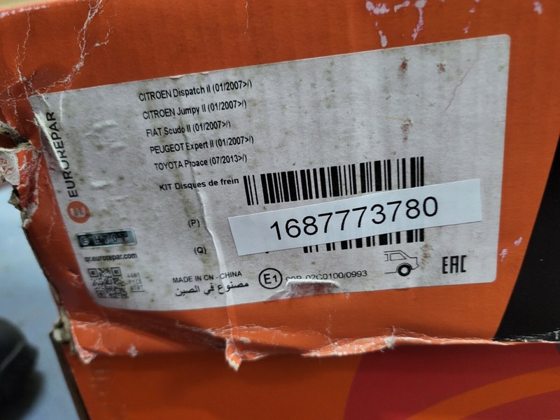 NEW DISPATCH EXPERT SCUDO 2007 – 16 REAR BRAKE DISCS 290mm EUROREPAR 1687773780