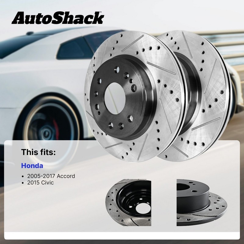 Front and Rear Drilled Brake Rotors Black Set of 4 for Honda Accord 2015 Civic gallery