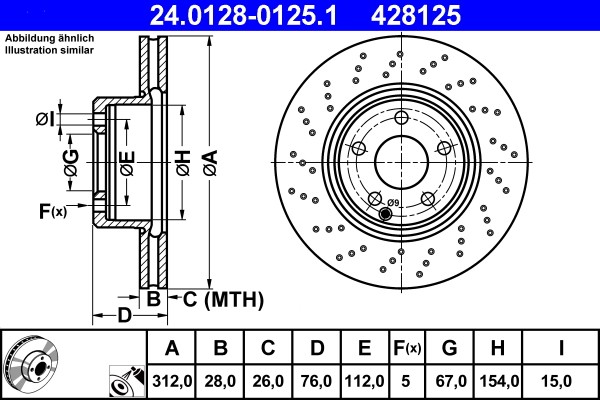 ATE 24.0128-0125.1 Brake Disc for Mercedes-Benz gallery