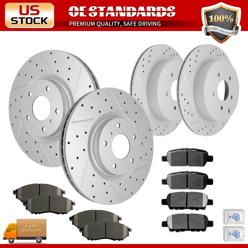 Front Rear Drilled Rotors Ceramic Brake Pads for Nissan Murano INFINITI QX70