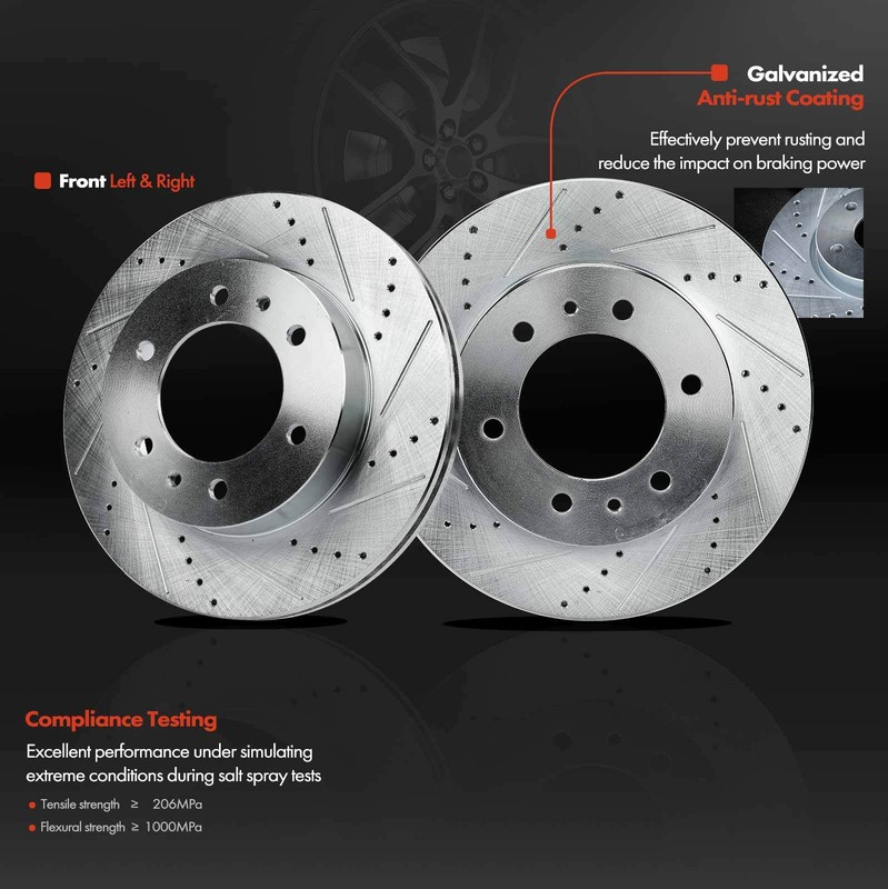 2x Front Left & Right Drilled Brake Rotor for Hummer H3 2006-2010 H3T 2009-2010 gallery