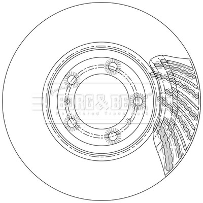 Brake Disc Single Vented Front Right 350mm BBD6227S Borg & Beck 971615302 New gallery