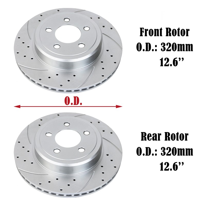 320mm Front and Rear Brake Rotors Pads fit for Dodge Challenger Magnum Slotted gallery
