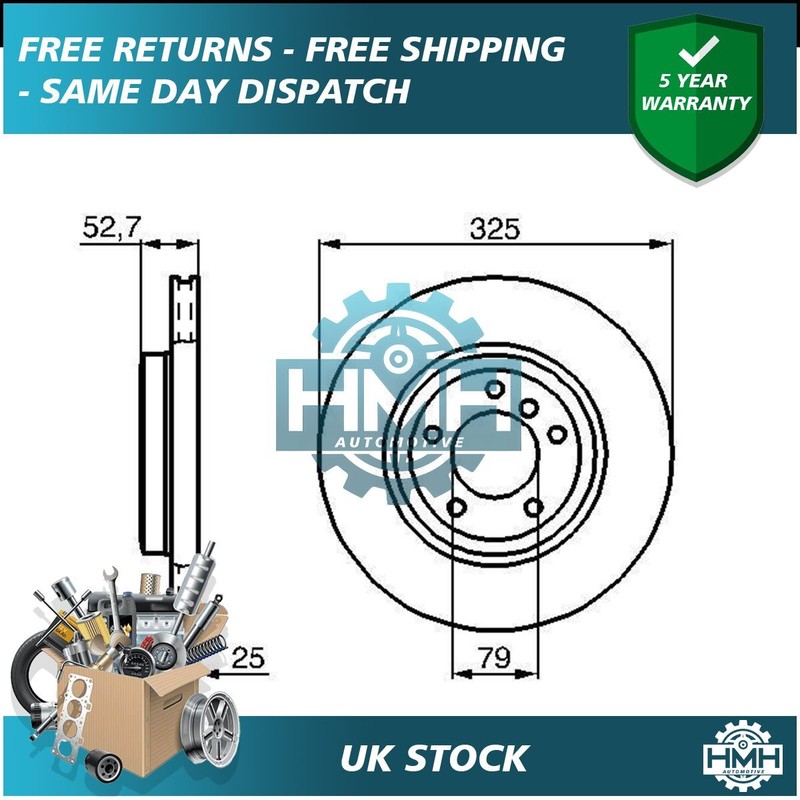 Fits BMW 3 Series 1999-2006 2.5 3.0 D + Other Models HMH Front Brake Disc