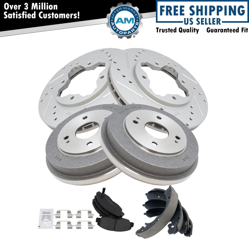 Front & Rear Brake Pad & Rotor,Shoe & Drum Kit Fits 1990-1997 Honda Accord