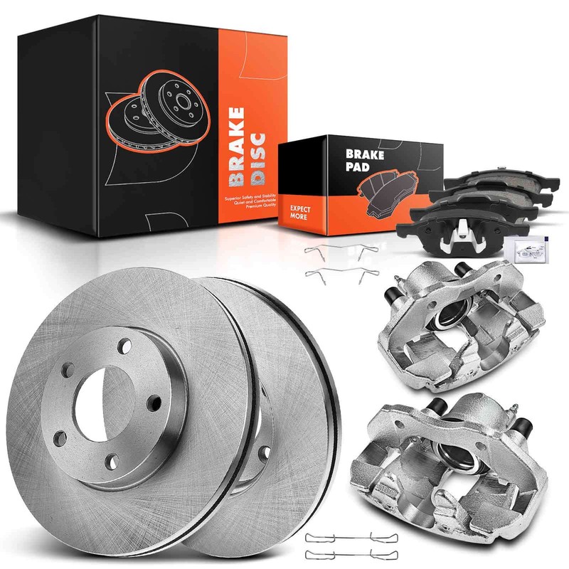 Front Disc Brake Rotor & Brake Pads and Brake Caliper for Mazda 3 2005-2013 2.0L